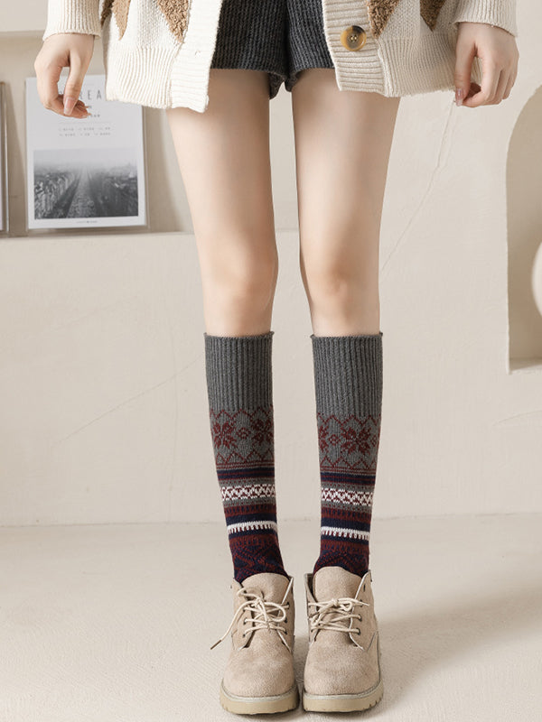 Casual Wool Keep Warm Printed Leg Warmers Accessories