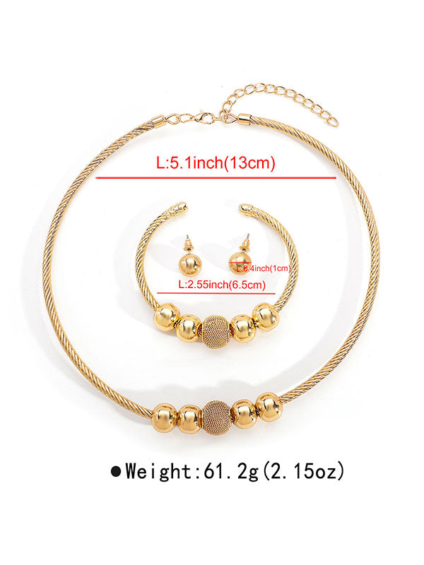 Geometric Necklaces + Ringent Bracelet + Earrings Accessories Three Pieces Set