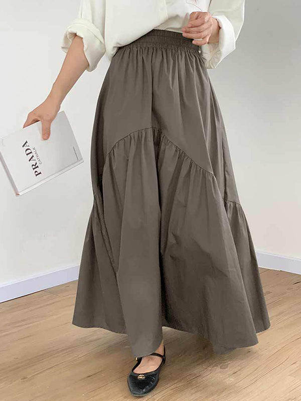 Loose Pleated Split-Joint Skirts Bottoms