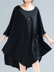 Loose Cropped A-Line Shirt Dress