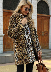 Leopard Print Faux Fur Coat for Autumn/Winter