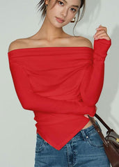 Scarlet Asymmetrical Long Sleeve Top