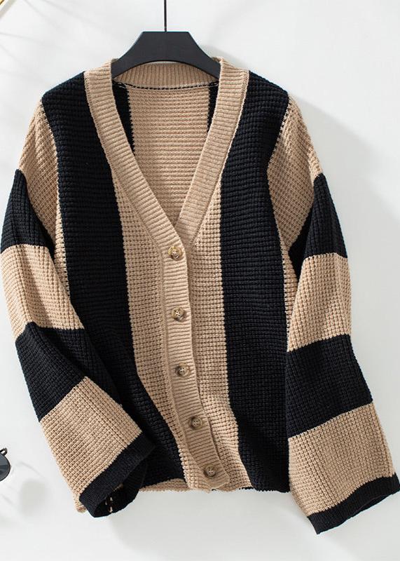 Striped Knitted Cardigan - Monochrome Chic