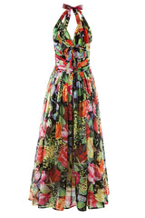 Bridget Printed Halterneck Maxi Dress