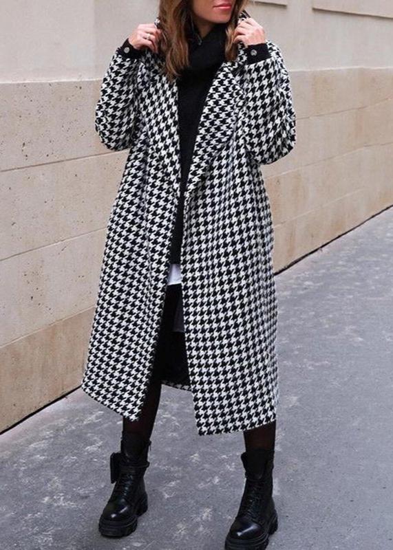 Timeless Houndstooth Long Coat – British Style