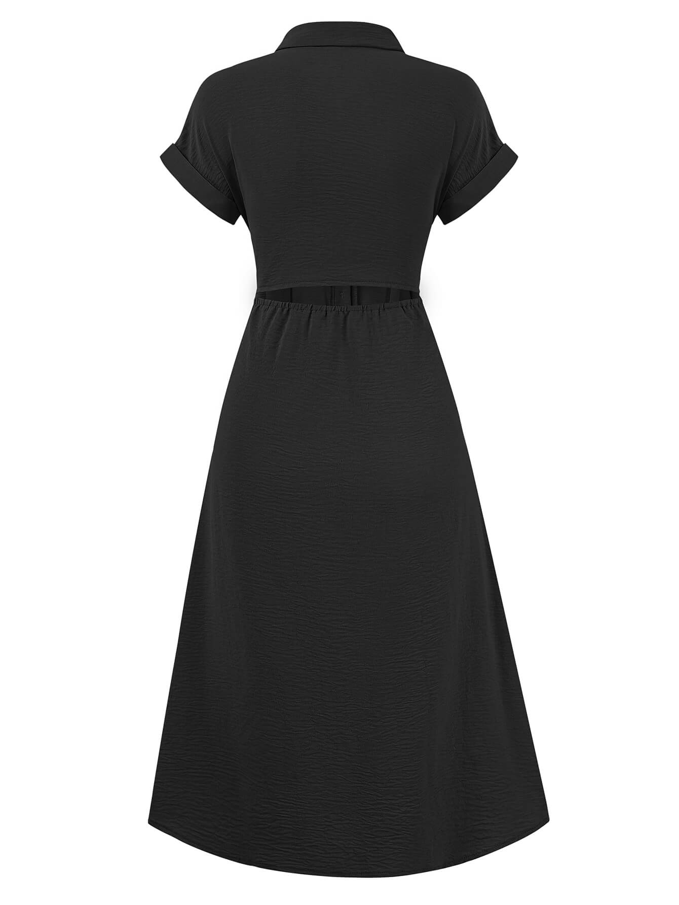 Abigail Collared Midi Shirt Dress - Black