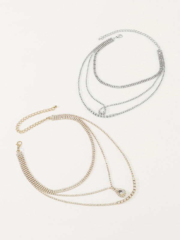 Normcore Layered Rhine Stones Necklaces Accessories