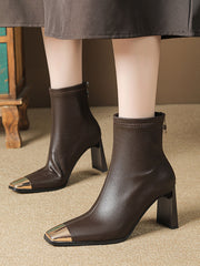 Split-Joint Square-Toe Boots Pumps