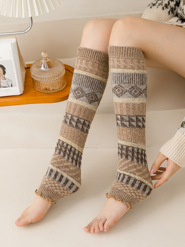 Casual Keep Warm Contrast Color Leg Warmers Accessories