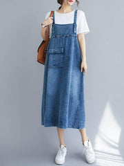 Original Solid Denim Strapless Dress