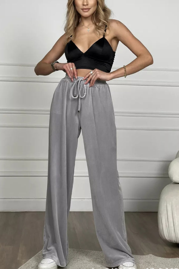 Golden Velvet Wide -legged Pants Straight Velvet Pants