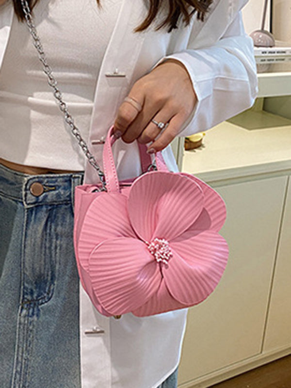 Flower Shape Pleated Split-Joint Bags Crossbody Bags Handbags Tote Bags