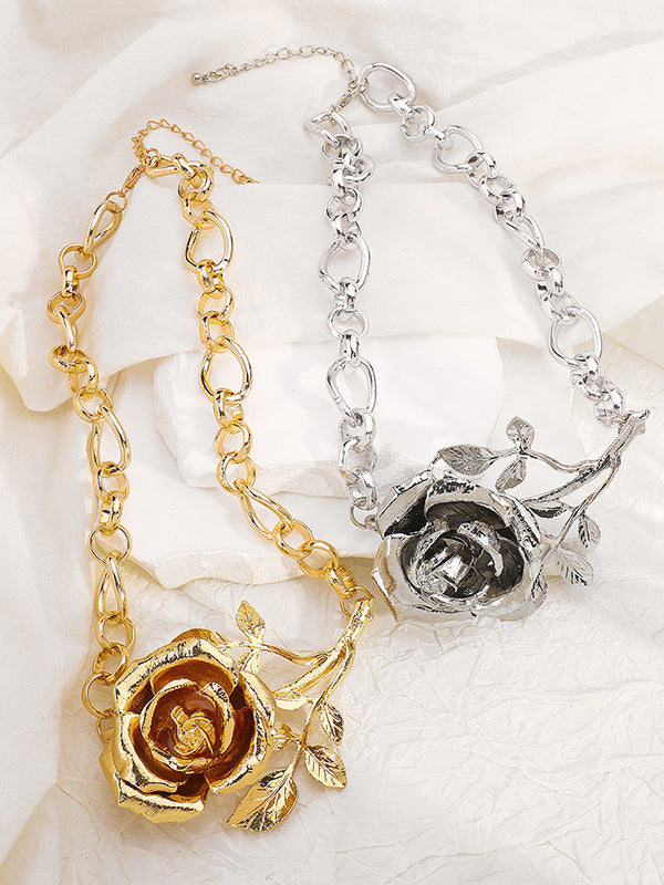 Flower Shape Geometric Solid Color Necklaces Accessories