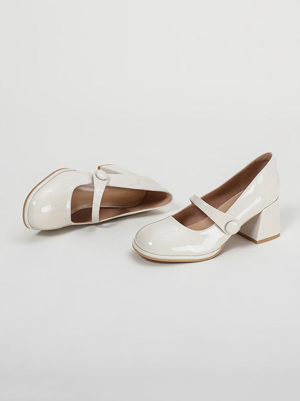 Round-Toe Shallow Cut Split-Joint Mary Janes Pumps