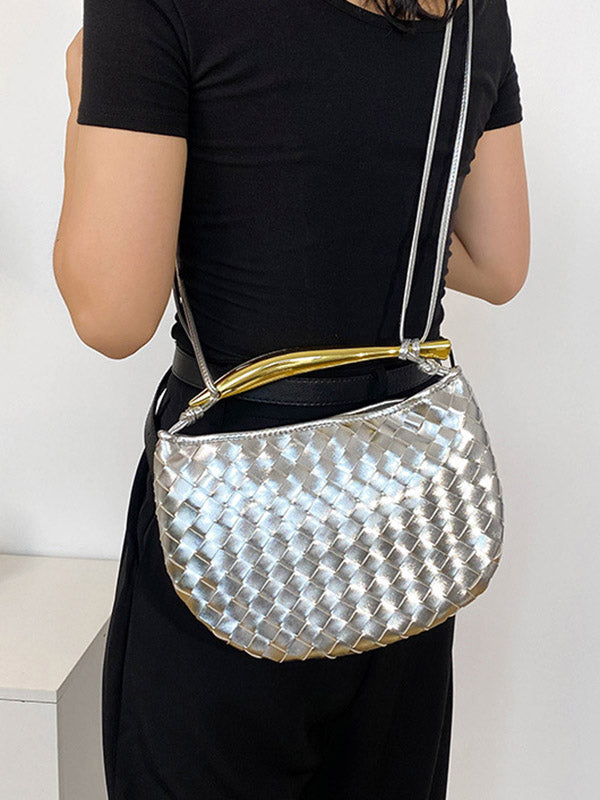 Geometric Shiny Woven Crossbody Bags Handbags