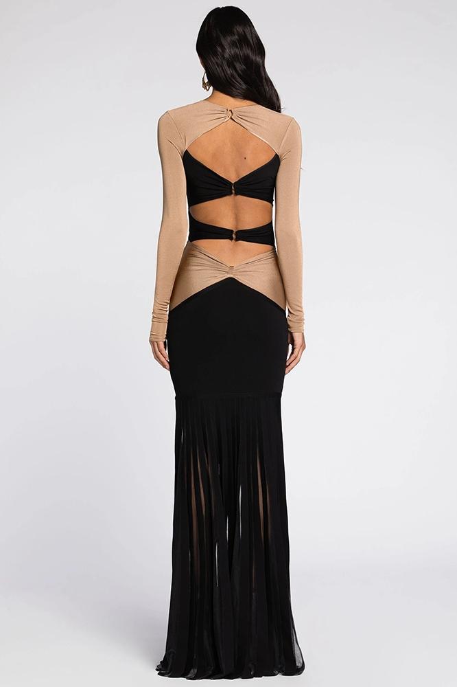 Morgan Cutout Contrast Jersey Maxi Dress