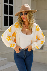 Field Of Daisies Knit Cardigan - Beige