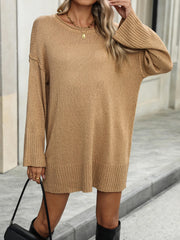 Uptown Girl Mini Sweater Dress - Beige