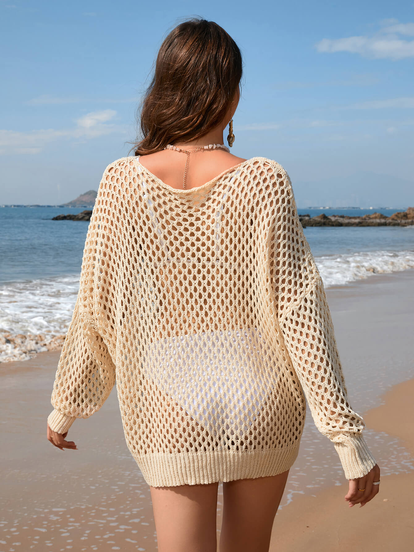 Balvin Crochet Long Sleeve Cover Up Sweater