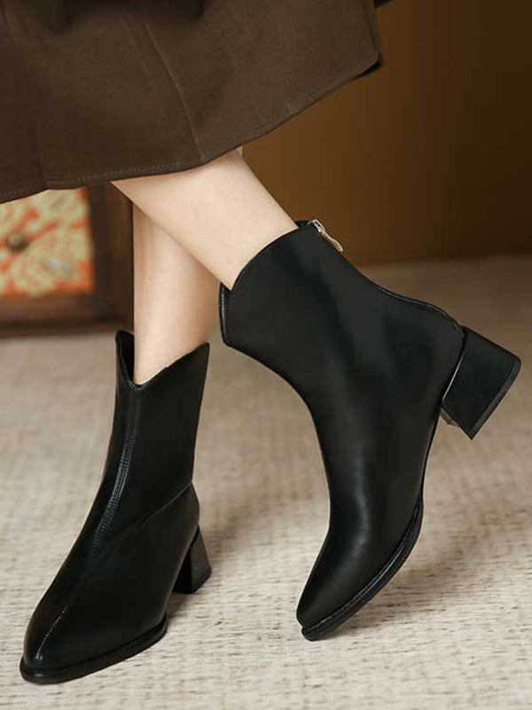 Pointed-Toe Split-Joint Zipper Boots Chelsea Boots