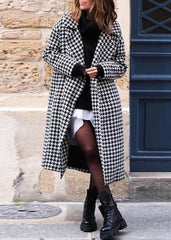 Timeless Houndstooth Long Coat – British Style