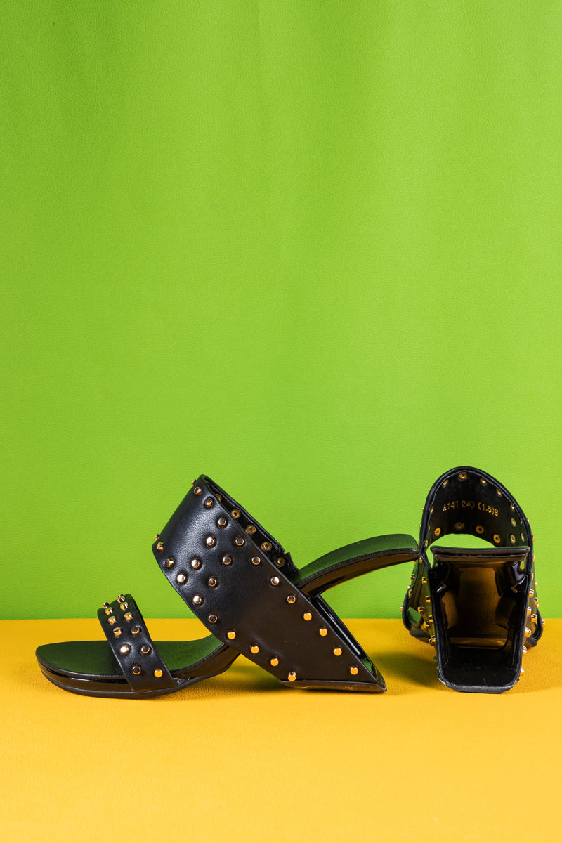 Jady Rose | Lucille Studded Leather Heels - Black