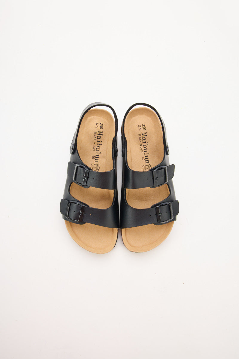 Maibulun | Double Strap Slingback Footbed Sandal - Black