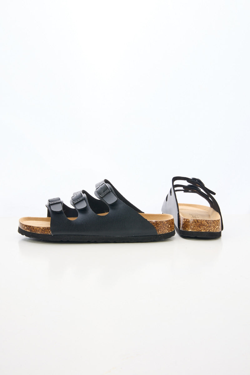 Maibulun | Deidra Tri-Strap Footbed Sandal - Black