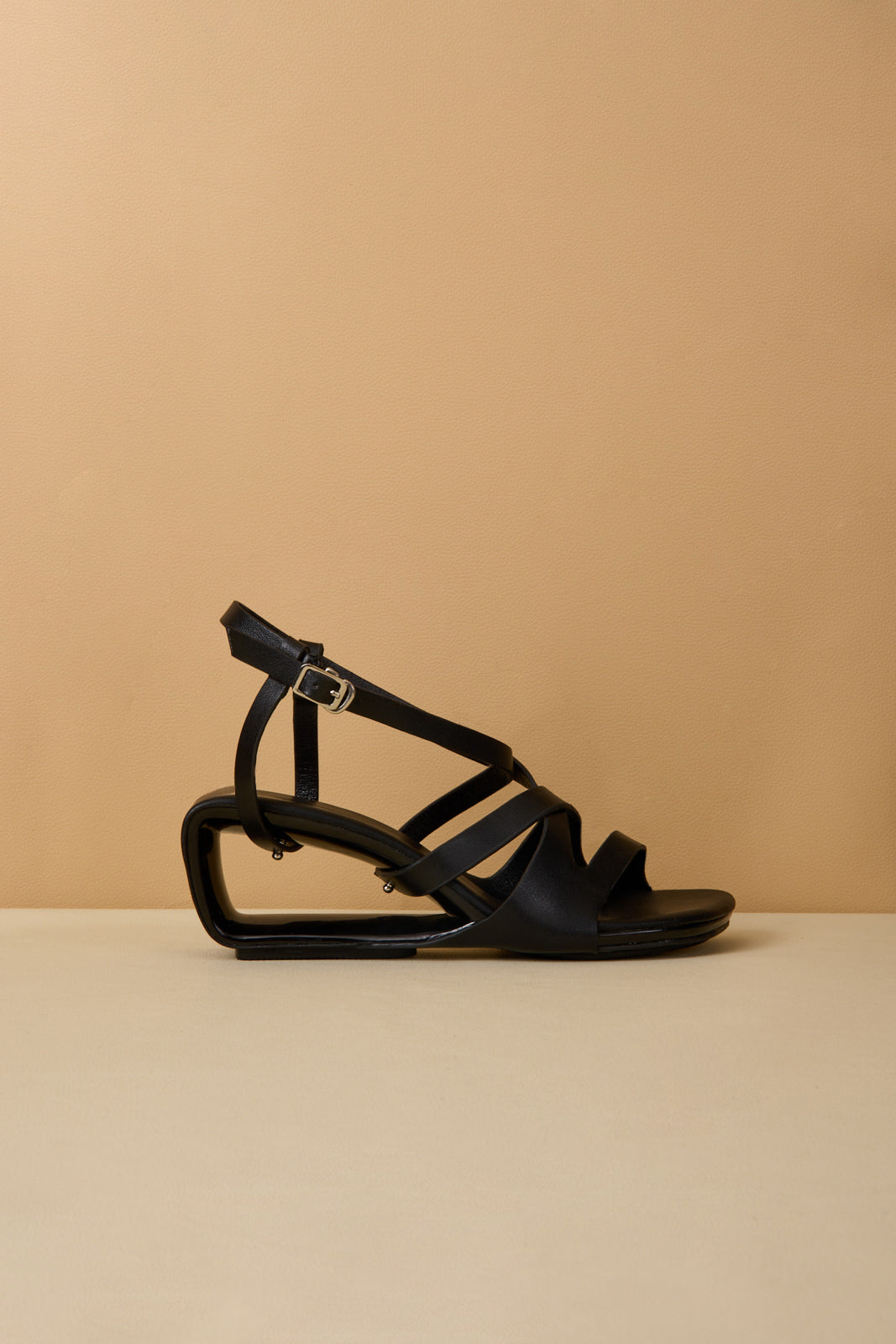 Jady Rose | Harbor Doll Leather Strappy Heels - Black