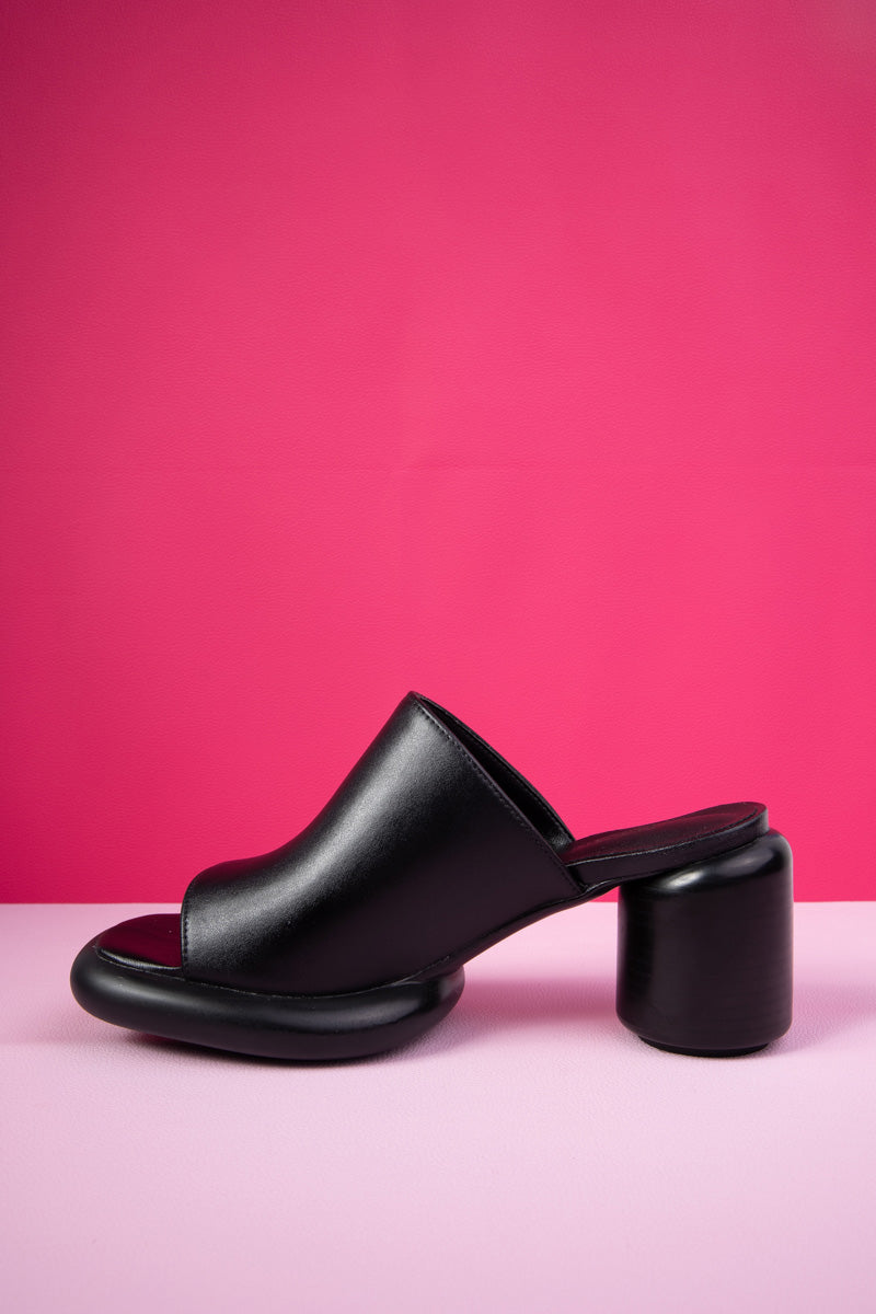 Jady Rose | Bedford Open Toe Leather Mule - Black