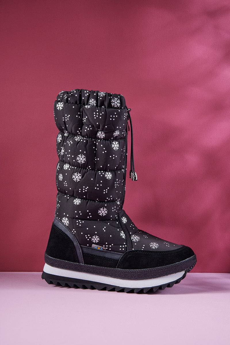 Frozen Princess | Snowing Kicker Water-Repellent Snow Boot - Black