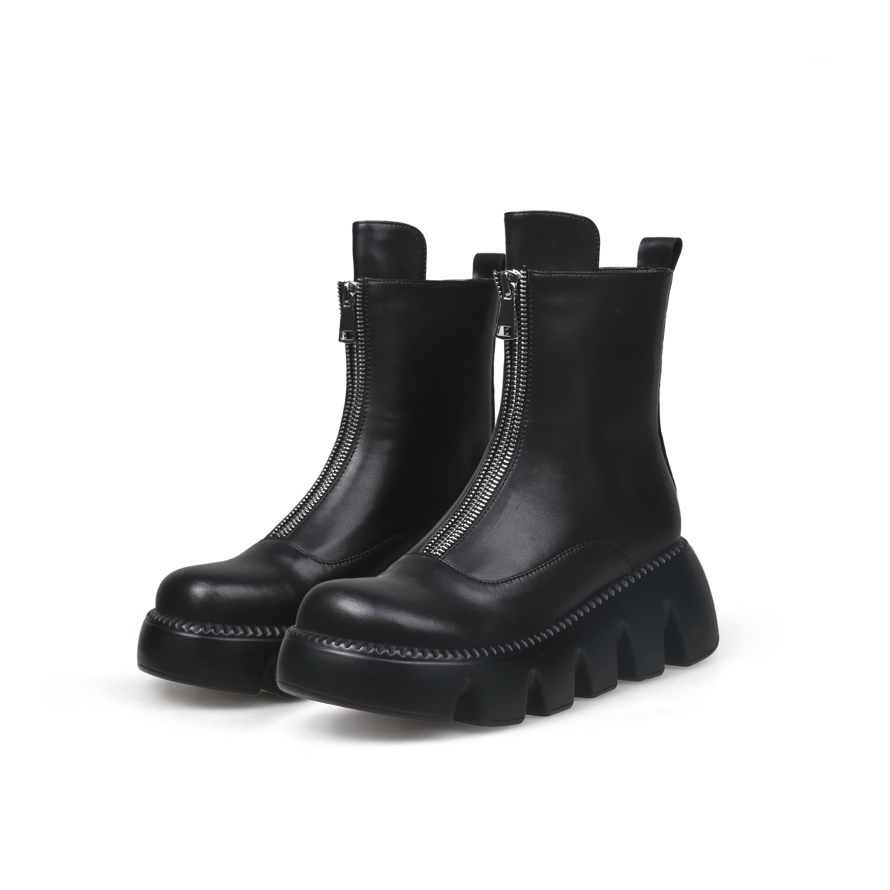 JADY ROSE | BLACK LEATHER FRONT ZIP CHELSEA BOOT