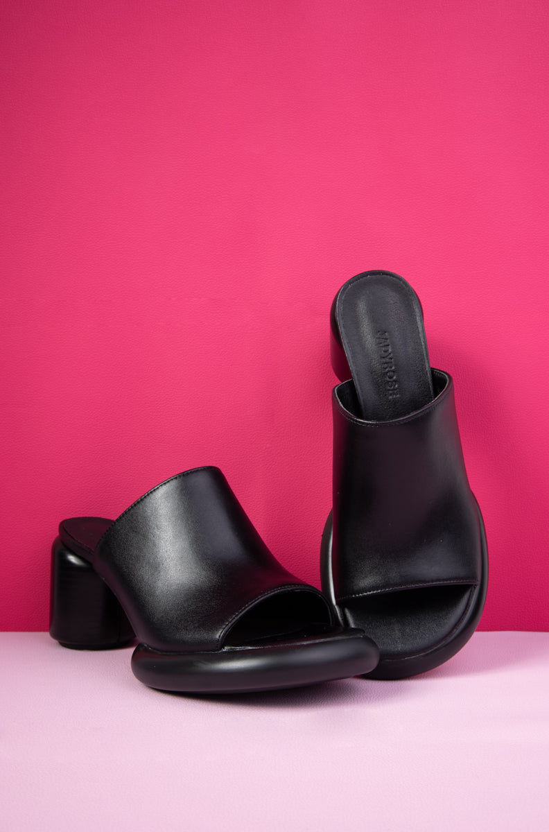 Jady Rose | Bedford Open Toe Leather Mule - Black