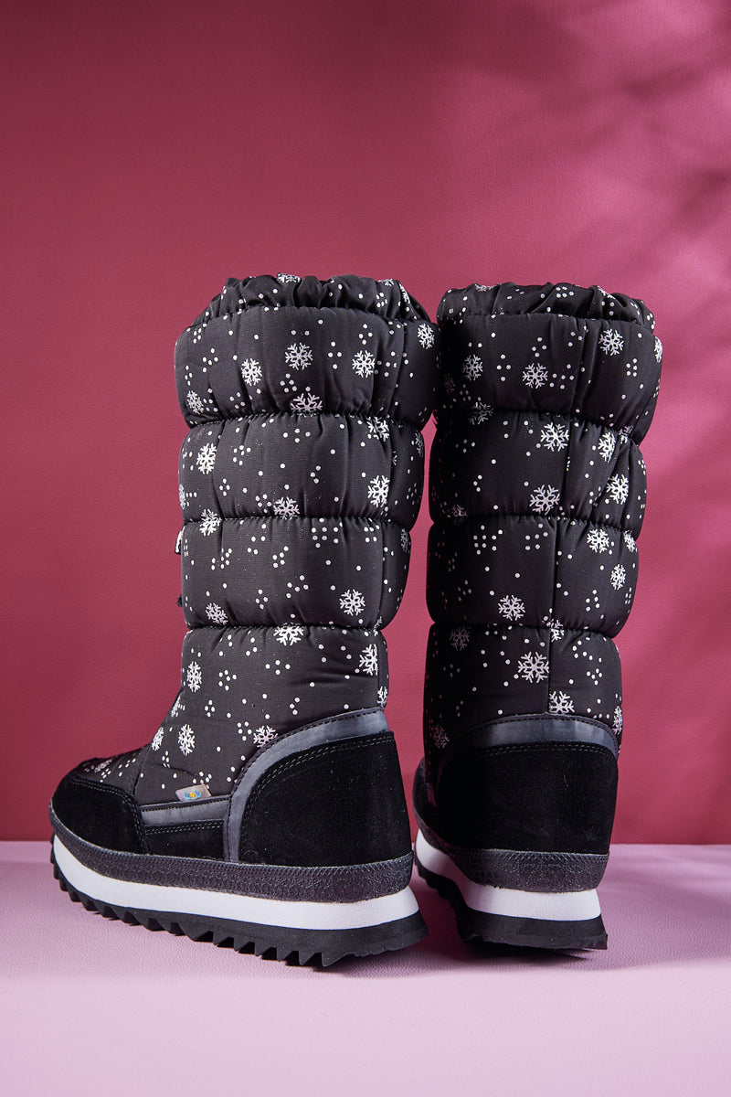 Frozen Princess | Snowing Kicker Water-Repellent Snow Boot - Black