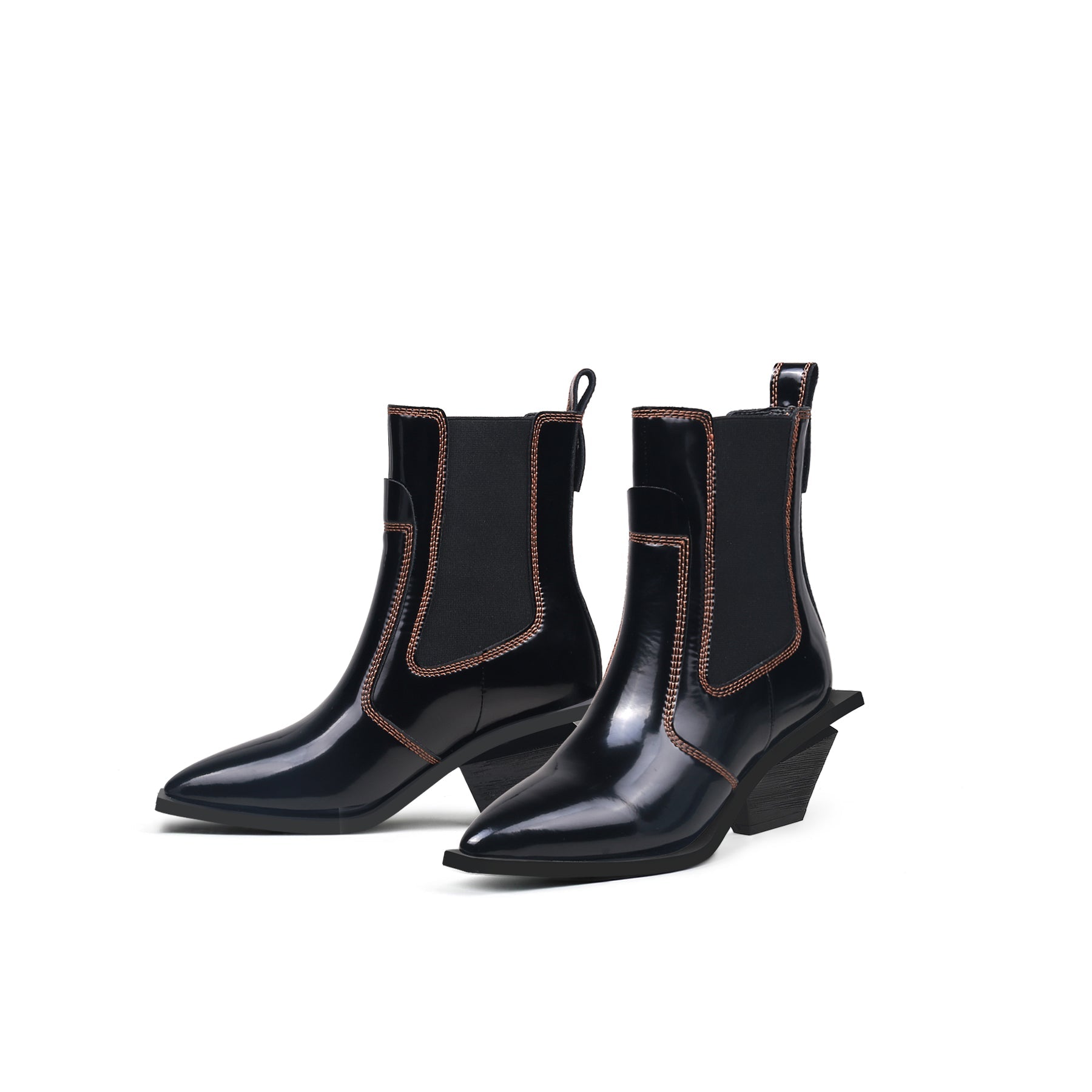 JADY ROSE | SHARP TOE BLACK LEATHER CHELSEA BOOTIE