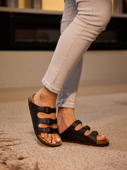 Maibulun | Deidra Tri-Strap Footbed Sandal - Black