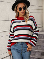 Maddie Striped Pullover Sweater - Black