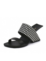 JADY ROSE | STRAP HEEL LEATHER SANDAL - BLACK