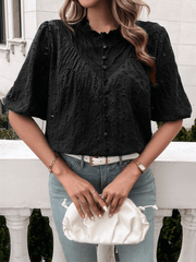 Ventura Eyelet Short Sleeve Blouse - Black