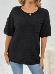 Lettie Short Sleeve Sweater Top - Black