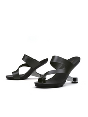 Jady Rose | Cozumel Ring-Toe Leather Heels - Black