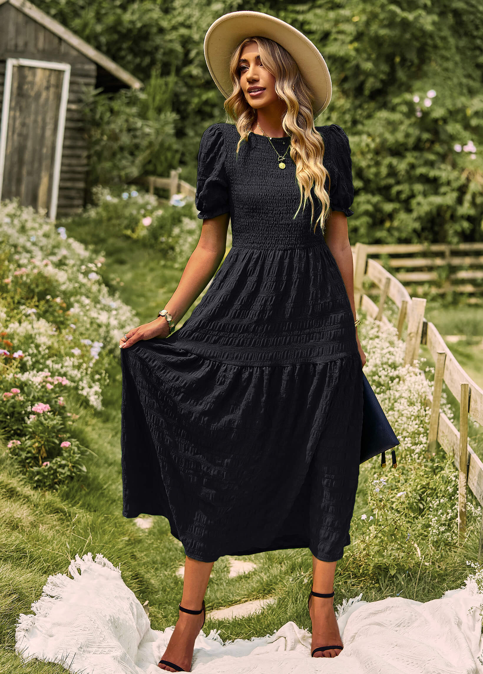 Riviera Romance Smock Tiered Maxi Dress