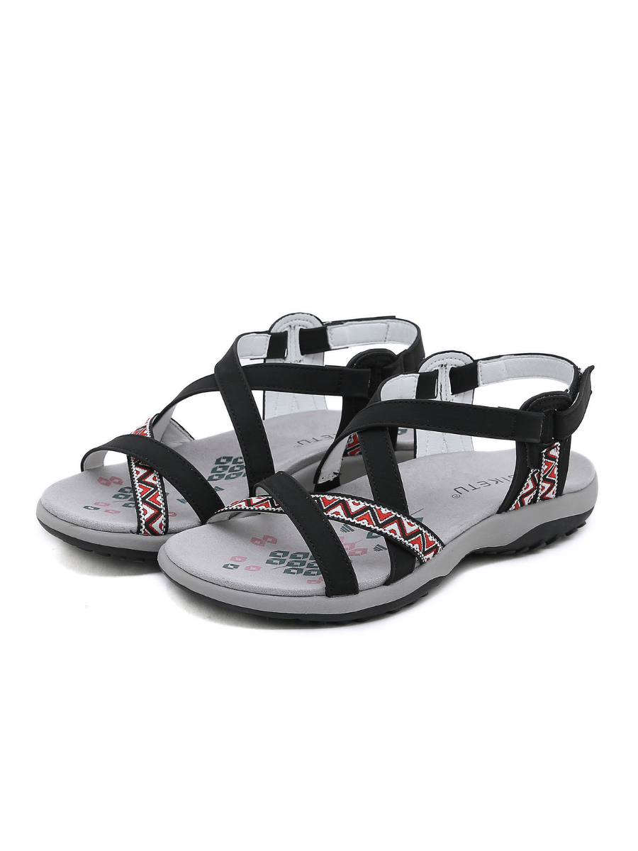 Siketu | Abstract Embroidered Strap Comfy Sandal