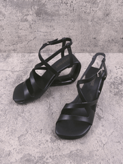 Jady Rose | Eloise Leather Strappy Wedges- Black