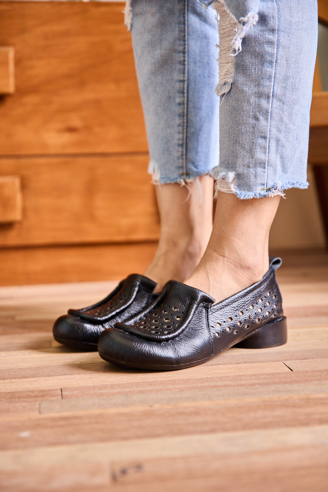 Rumour Has It | Nolita Perforated Leather Loafer - Black