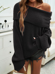 Coffee Run Off The Shoulder Sweater - Black