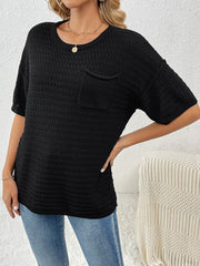 Lettie Short Sleeve Sweater Top - Black