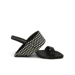 JADY ROSE | STRAP HEEL LEATHER SANDAL - BLACK