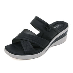 Siketu | Tetra Cushioned Wedge Sandal - Black