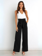 Iconic High Rise Pocketed Trouser Pants - Black